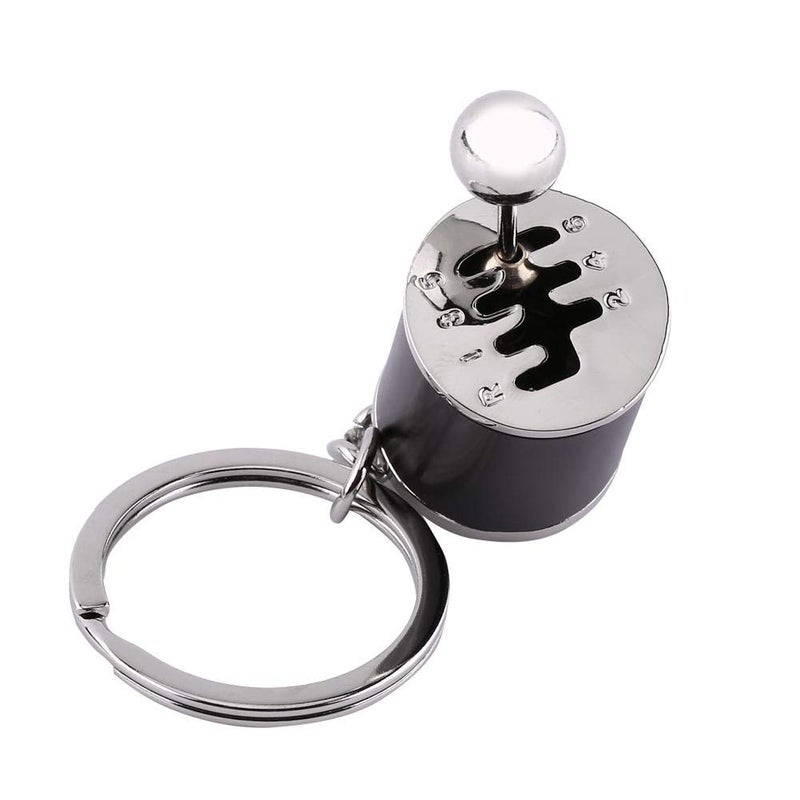 Hztyyier Keychain Shifter, Gear Head Six-Speed Gear Stick Knob Metal Keychain for Car Accessories, Gifts, Black - Image 1